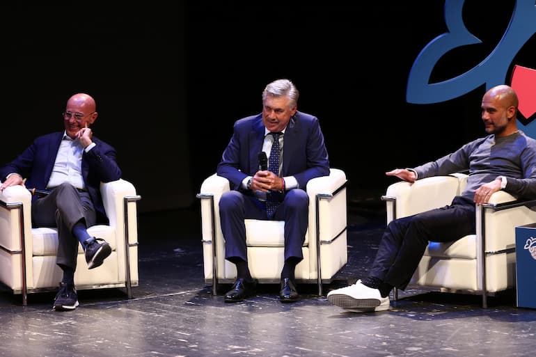 Sacchi con Ancelotti e Guardiola